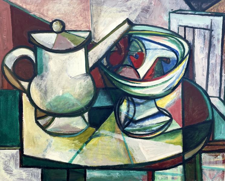 Nature morte, cafetière et compotier, mai 1992 Georges-Henri PESCADERE