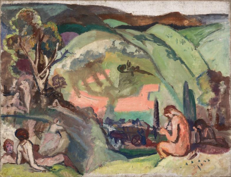 Joueuse de flûte dans un paysage, 1912 Alfred LOMBARD