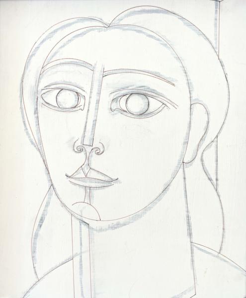 Portrait de femme, esquisse sur fond blanc, décembre 2002 Georges-Henri PESCADERE