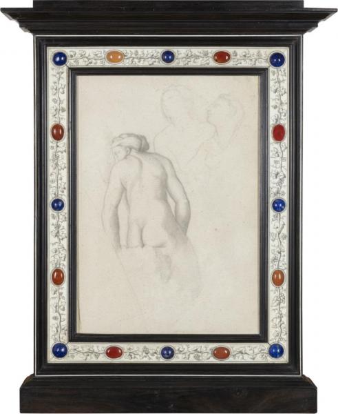 Etude de dos féminin et deux profils d'après Raphaël "Cupidon et les trois Graces" Edgar DEGAS