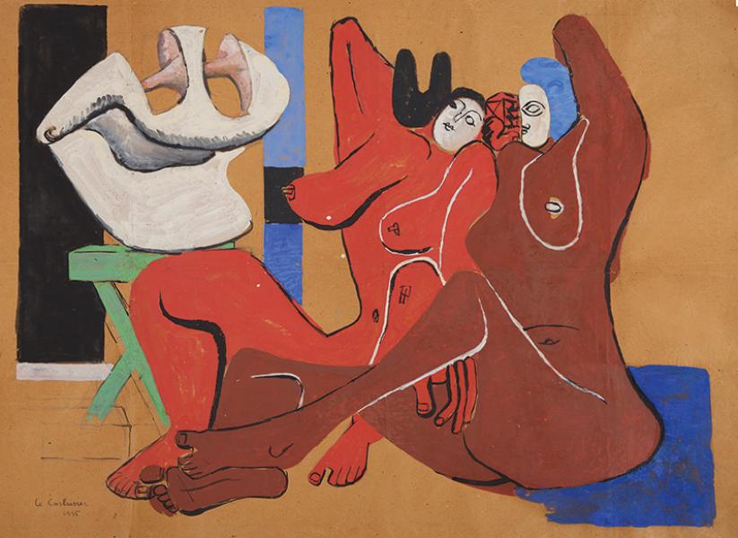 Deux femmes assises nues au coquillage, Étude pour la peinture murale de Vézelay, 1935 - LE CORBUSIER