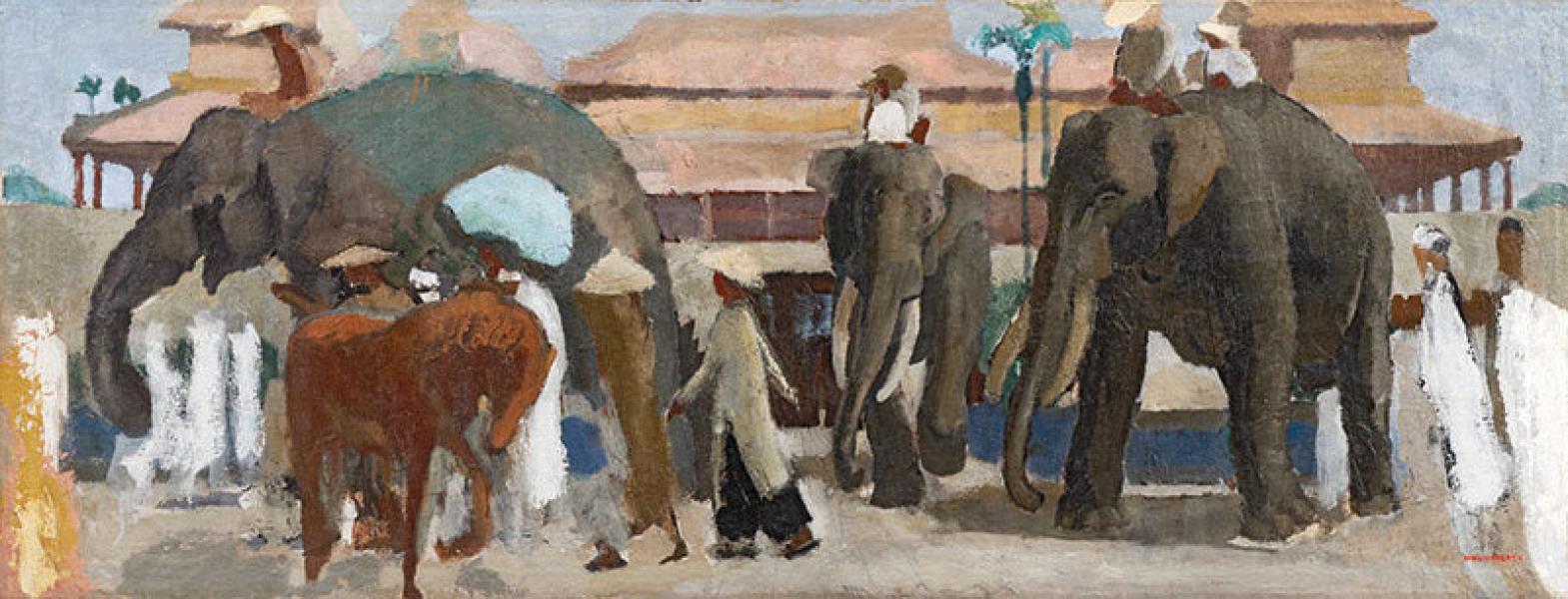 Les éléphants, Porte Ngo Mon, Hué, 1925