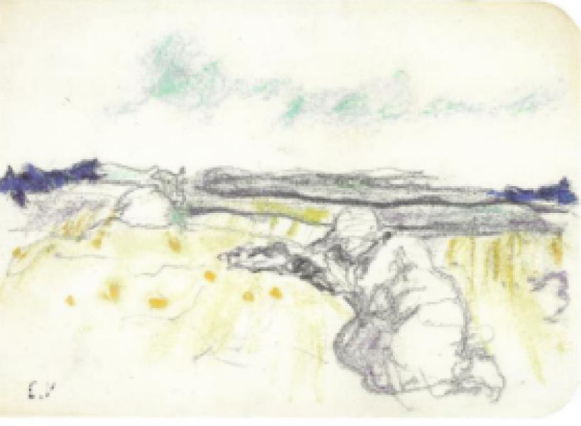 Lucie Hessel sur la plage à Saint-Jacut, 1909