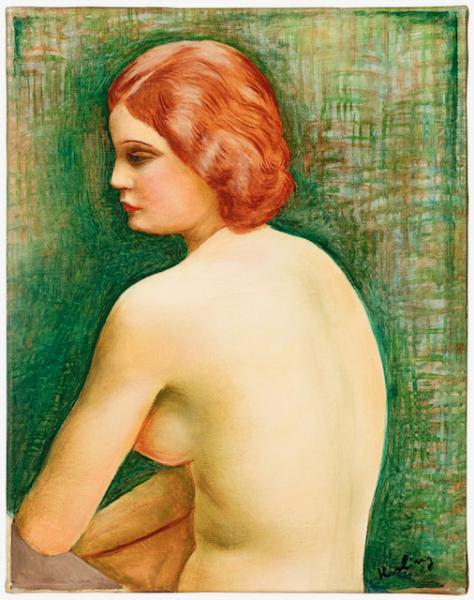 Nu sur fond vert Moïse KISLING