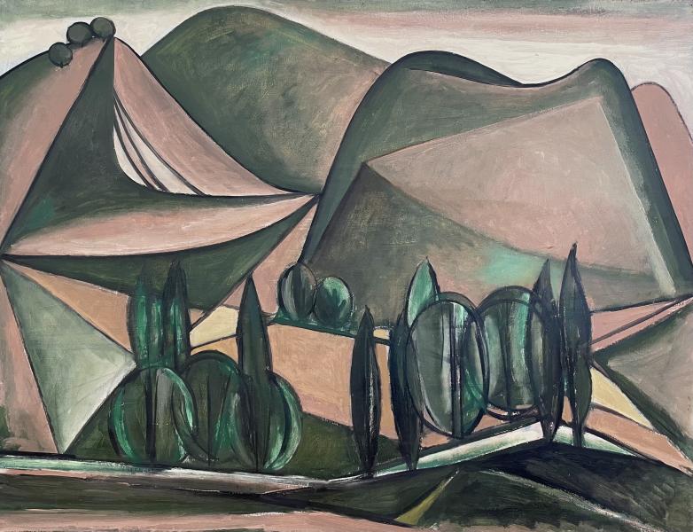 Vallon, cyprès, arbres, juillet 1978 Georges-Henri PESCADERE