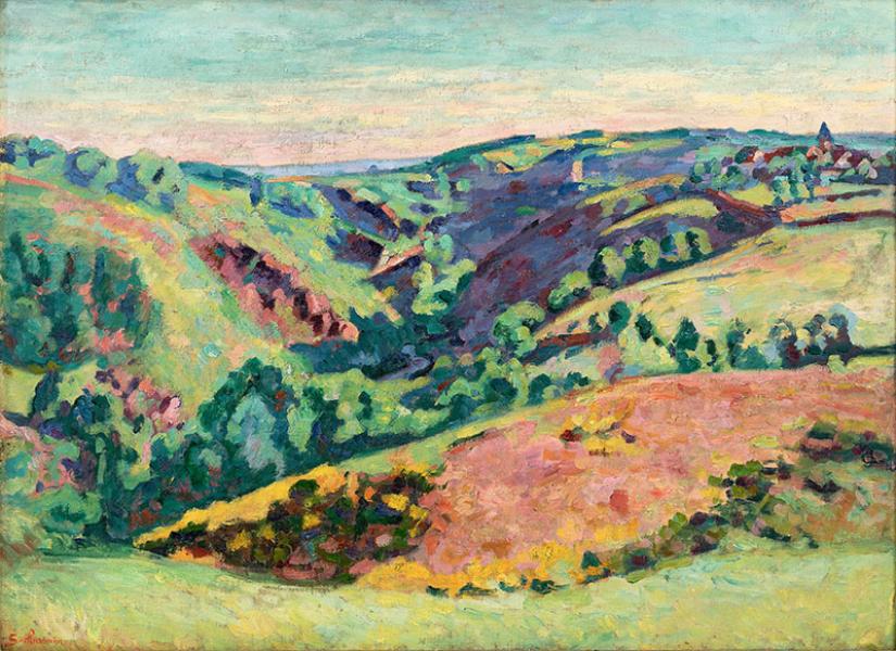 Le village de Crozant, vu de la vallée de la Sédelle »,  mai 1921 Armand GUILLAUMIN