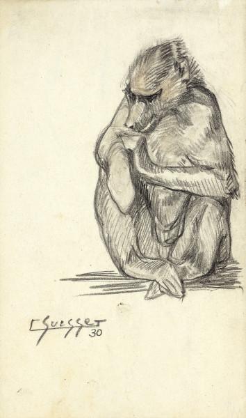 Babouin cherchant ses puces, 1930