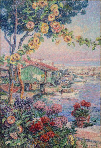 Sous les roses trémières, cabanons à la Pointe-Rouge, Marseille