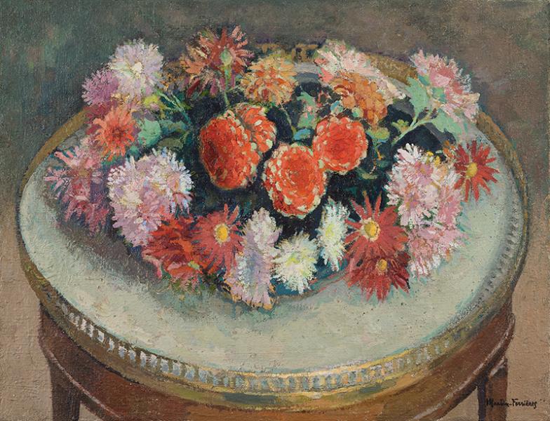 Bouquet de fleurs sur un guéridon Jacques MARTIN FERRIERES