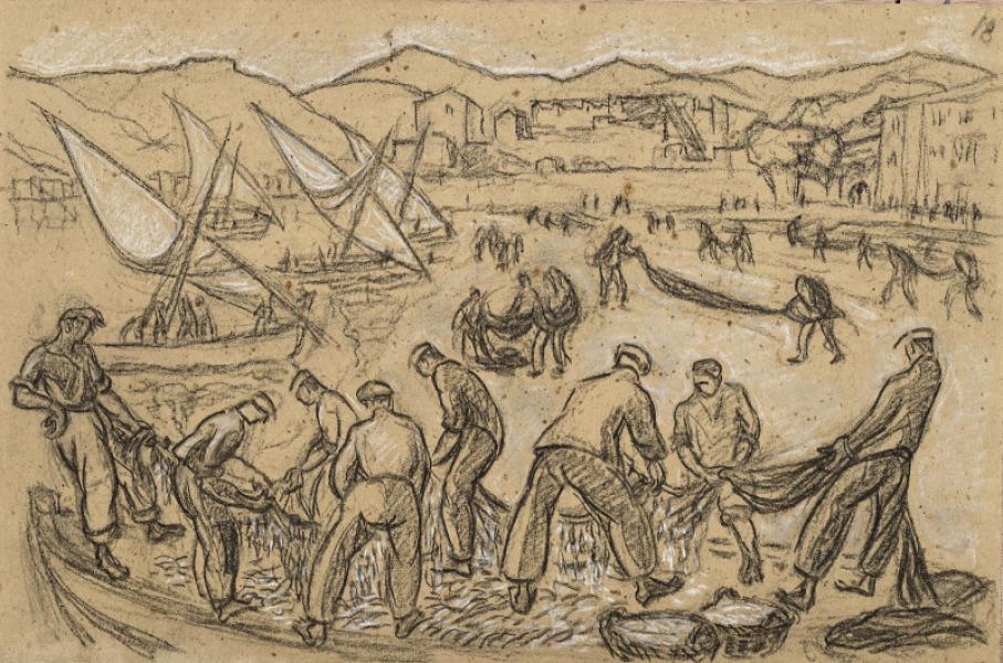 Collioure, pêcheurs aux filets