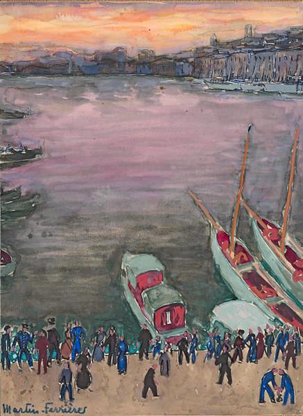 Marseille, foule sur le quai Jacques MARTIN FERRIERES