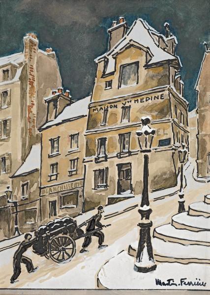 Montmartre, la montée sous la neige Jacques MARTIN FERRIERES