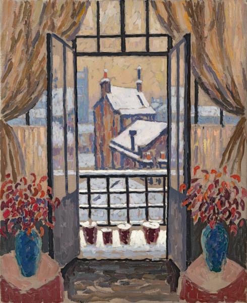 Par la fenêtre, la neige sur la terrasse Jacques MARTIN FERRIERES
