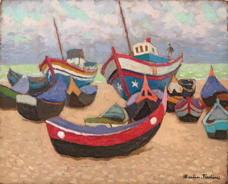 Portugal, deux bateaux à marée basse, 1961 Jacques MARTIN FERRIERES