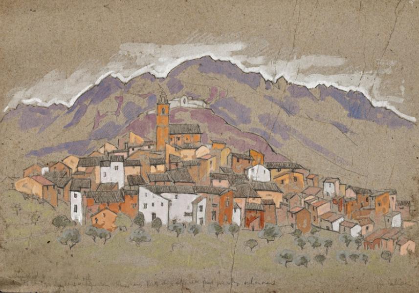 Village aux sommets mauves