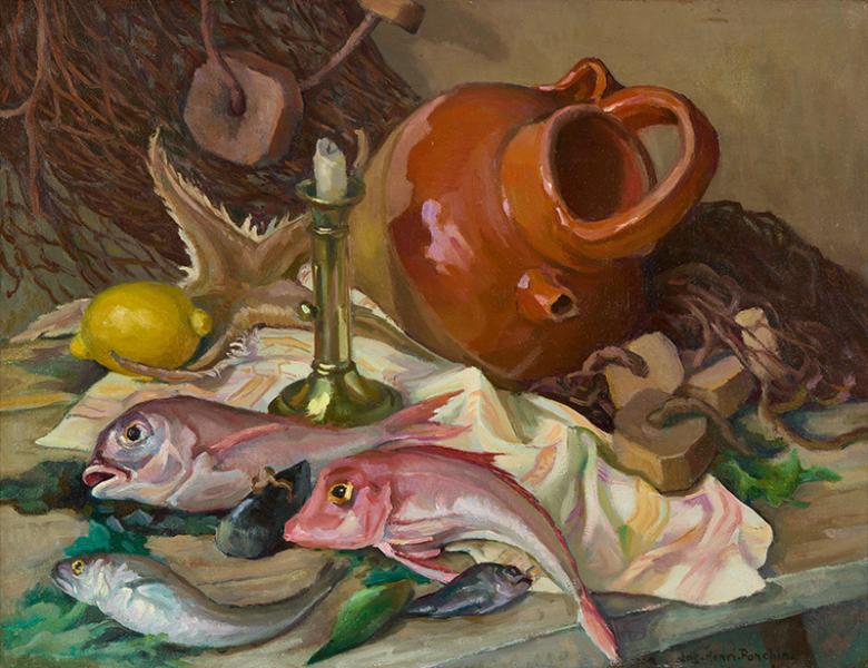 Nature morte aux poissons Jos Henri PONCHIN