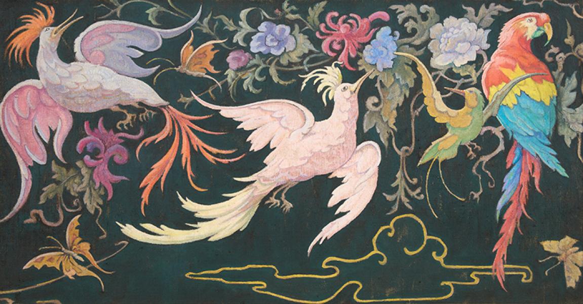 Projet décoratif, panneau aux oiseaux Jos Henri PONCHIN