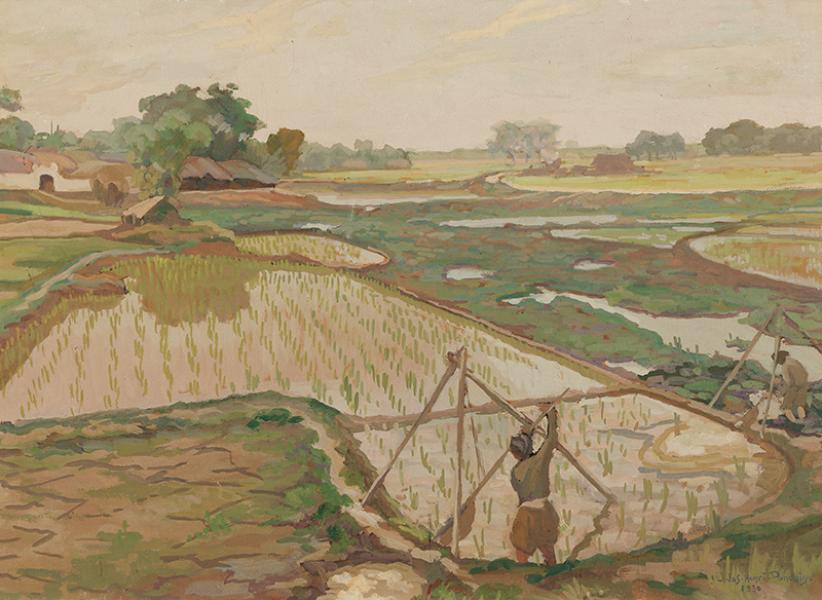Rizières (environs d'Hanoï), Tonkin français, 1930 Jos Henri PONCHIN