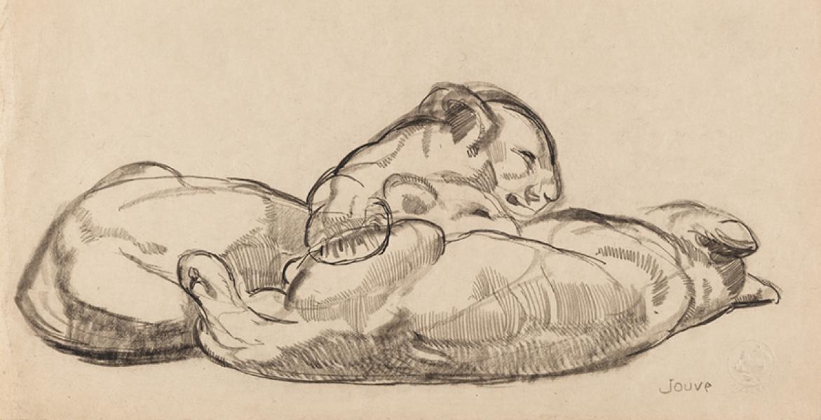 Deux panthères couchées Paul JOUVE
