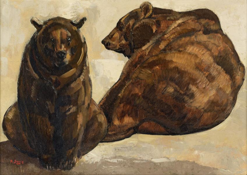 Deux ours bruns couchés, c. 1950