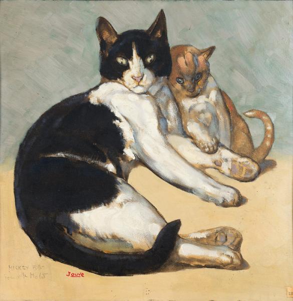 Les deux chats de l’artiste, Mickey et Baby, c. 1940