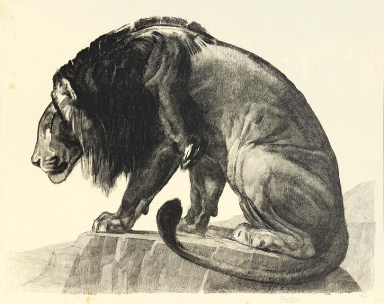 Lion guettant, c. 1925