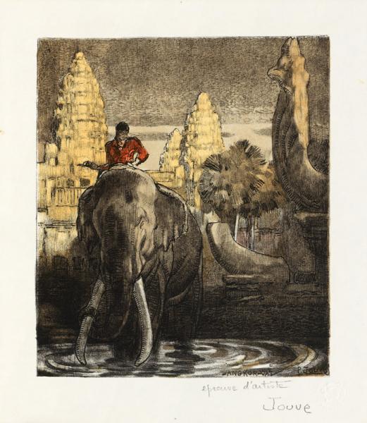 Éléphant devant le temple d’Angkor Vat, c. 1948 Paul JOUVE