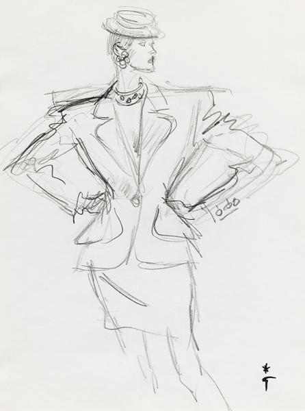 En tailleur rose, Yves Saint-Laurent Rive Gauche, 1987 (2) René GRUAU