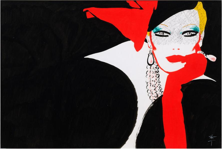 Femme au gant et à la coiffure rouge, Projet pour cabaret