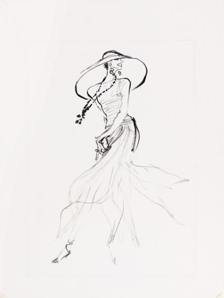 Grand chapeau, robe virevoltante