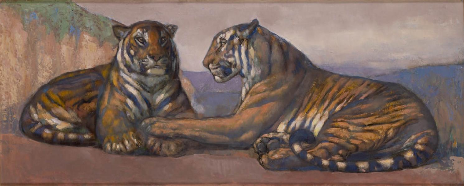Couple de tigres au repos, c. 1930