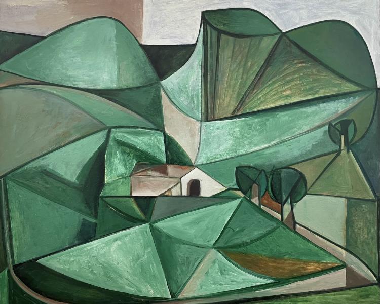 Maison au creux du paysage vert, juillet 1983 Georges-Henri PESCADERE