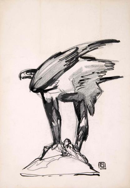 Aigle posé sur un rocher, 1909
