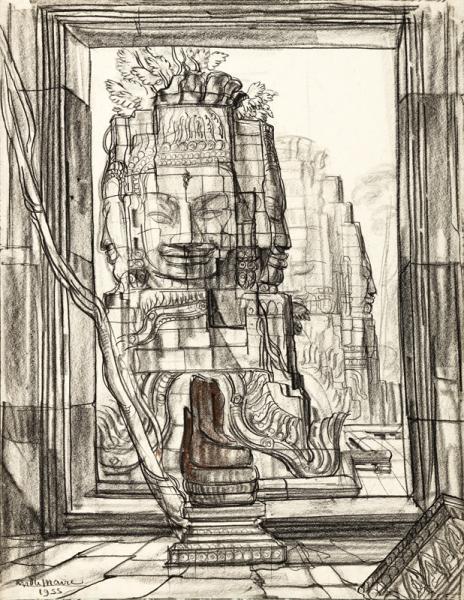 Cambodge, statuaire d'Angkor Thom, 1955