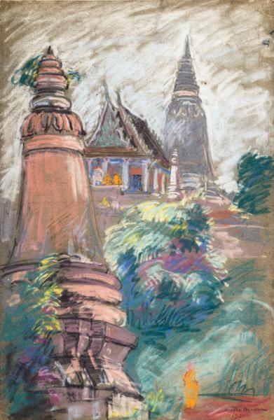 Indochine, au pied de la pagode, 1920 André MAIRE