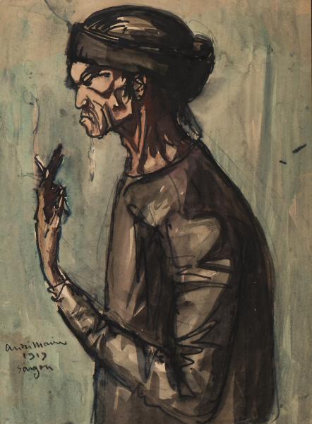 Indochine, Saïgon, 1919, Vieil homme fumant André MAIRE