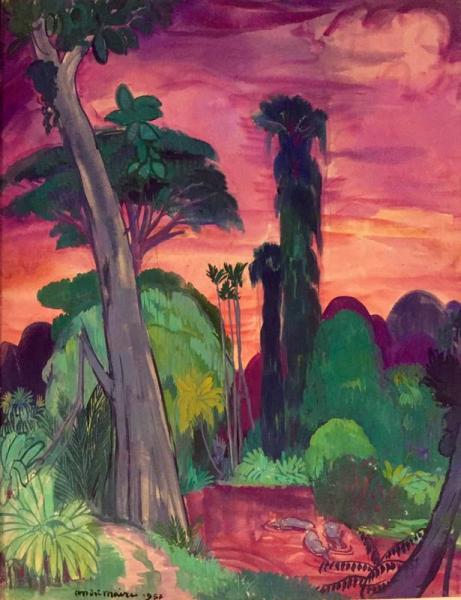 Paysage laotien au coucher du soleil, 1957.