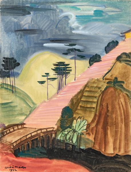 Vietnam, le pont avant la pagode, 1952
