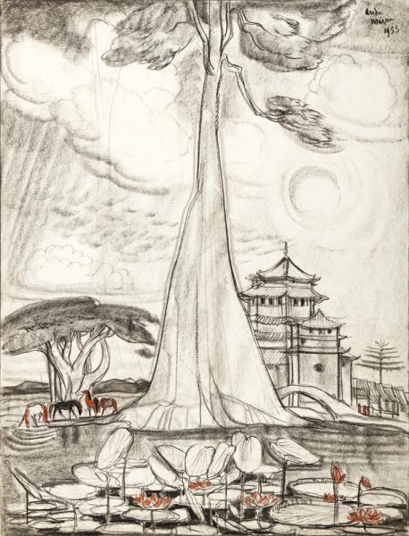 Vietnam, les lotus et la pagode, 1955