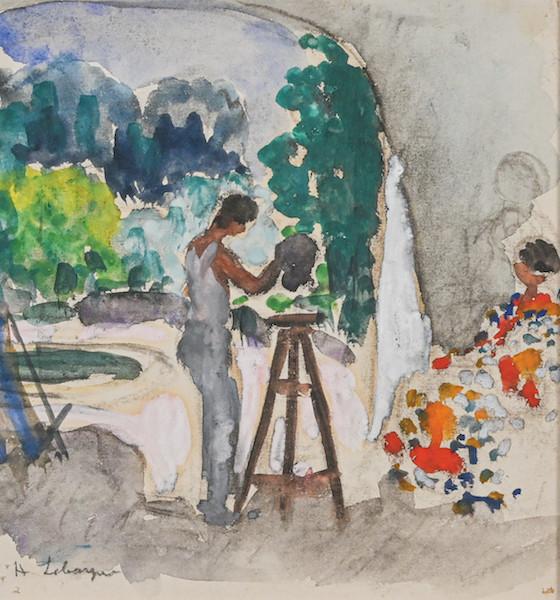 Pierre Lebasque dans le jardin au Cannet
