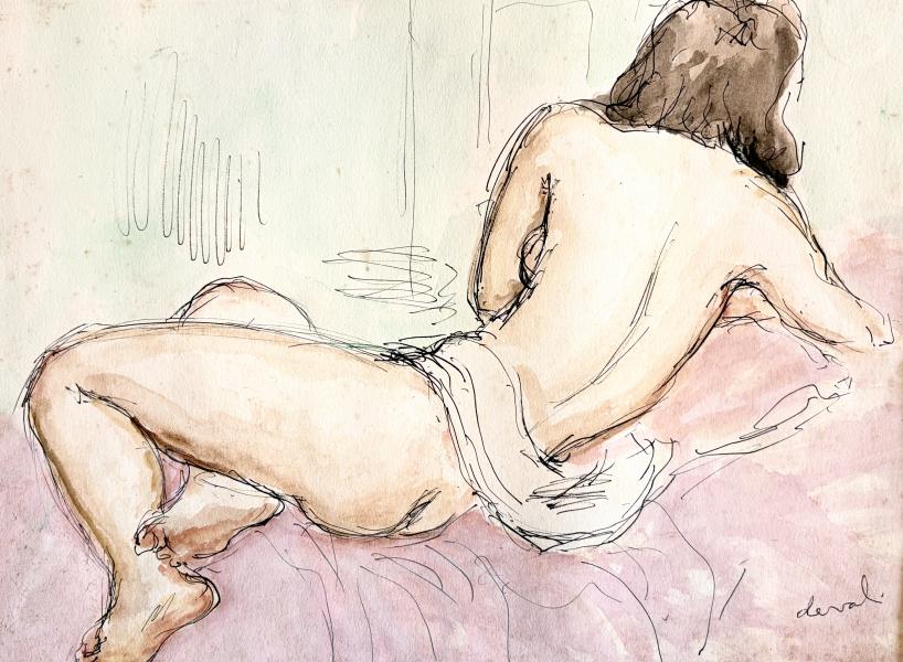 Femme couchée de dos Pierre DEVAL