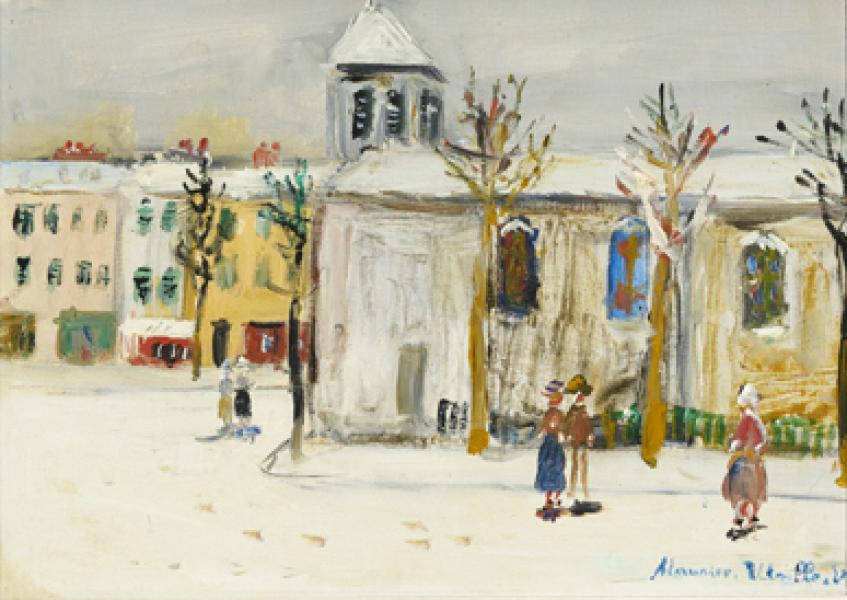 Eglise sous la neige, Clichy (Hauts-de-Seine), circa 1955