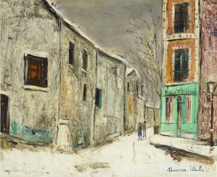 Belle Gabrielle et rue Saint-Vincent sous la neige, Montmartre, 1946