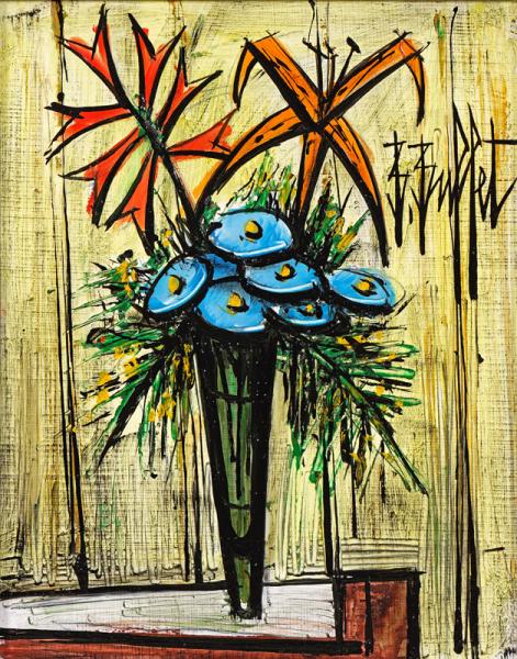 Bouquet sur fond jaune Bernard BUFFET