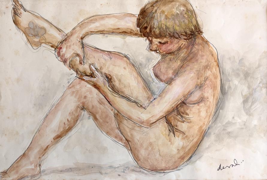 Jeune fille une jambe relevée Pierre DEVAL