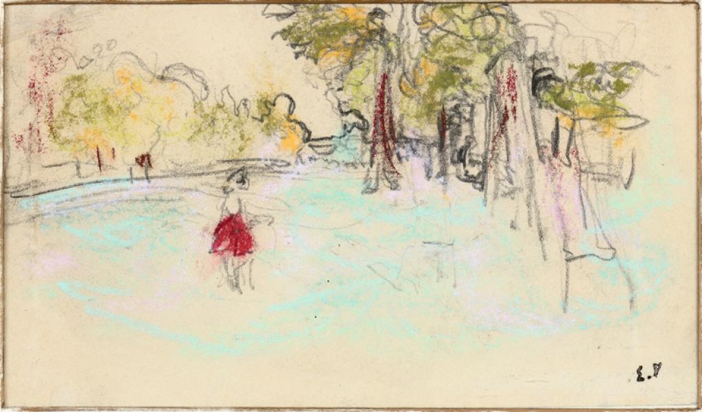 Lulu Hessel dans le parc du château des Clayes, vers 1930