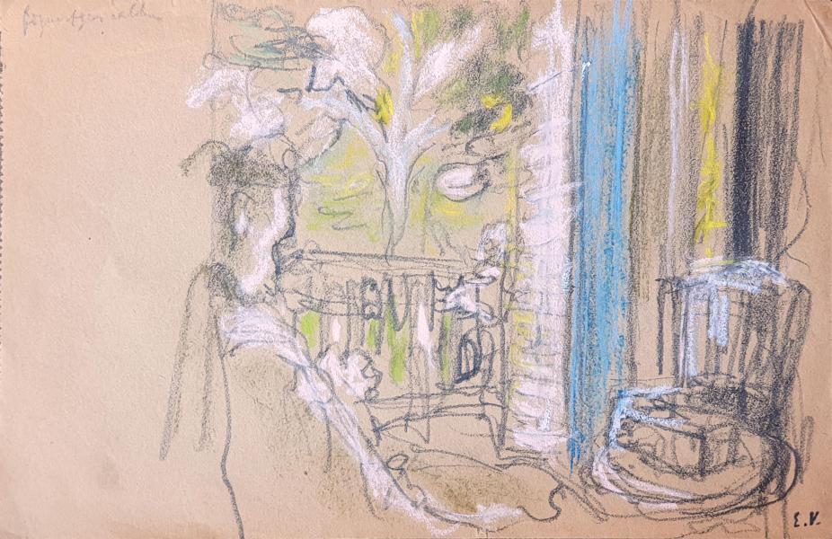 Madame Vuillard devant la fenêtre de la Closerie des Genêts, c. 1920