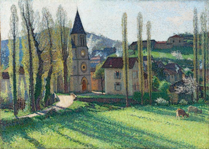 Printemps à Labastide du Vert, l'église au petit matin