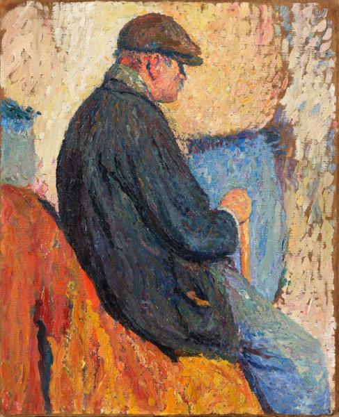 Vieil homme assis sur un quai. Etude pour le décor du Conseil d'Etat.