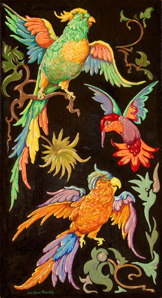 Projet de décor, laque aux oiseaux III Jos Henri PONCHIN